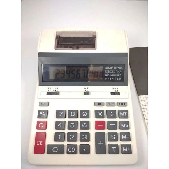 Aurora 90 PD Big Number Printer Electronic Calculator Tested WORKS Manual NOS - Picture 2 of 16